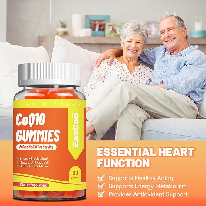CoQ10 Gummies 200mg, Vegan Supplement for Energy Production, Non-GMO, Gluten Free (120 Gummies)