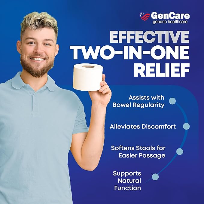 GenCare - Senna-S Natural Vegetable Laxative Plus Stool Softener Dual Action (200 Tablets) Value Pack | Gentle Dependable Overnight Relief of Occasional Constipation Generic for Senokot-S