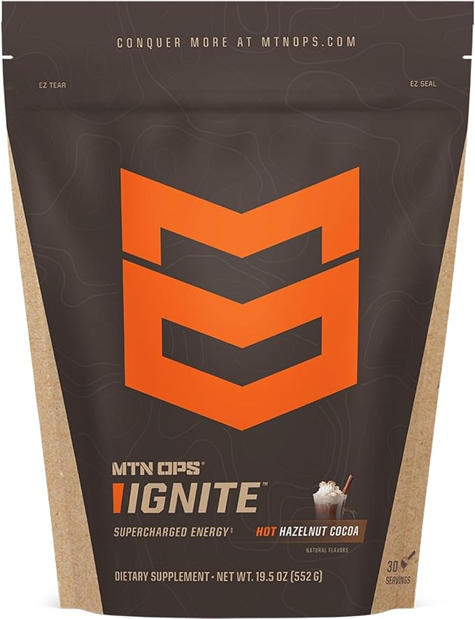 MTN OPS Hot Ignite Instant Coffee Nootropic & L-Arginine L-Citrulline for Cognitive Clarity, Mental Focus & Nitric-Oxide Boost | 200mg Caffeine per Serving, 30 Servings | Mountain Mocha