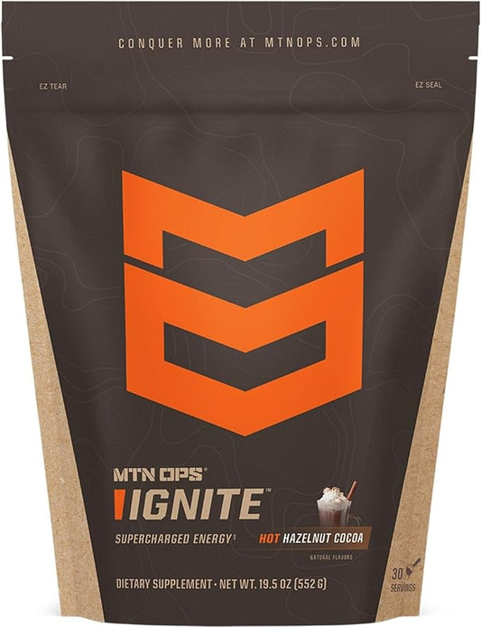 MTN OPS Hot Ignite Instant Coffee Nootropic & L-Arginine L-Citrulline for Cognitive Clarity, Mental Focus & Nitric-Oxide Boost | 200mg Caffeine per Serving, 30 Servings | Mountain Mocha
