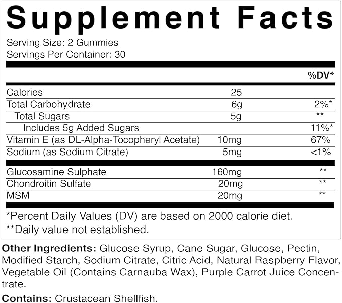 Vitamatic Glucosamine Chondroitin Gummies with MSM & Vitamin E – Joint Support Formula – 60 Pectin-Based Vegan Gummies