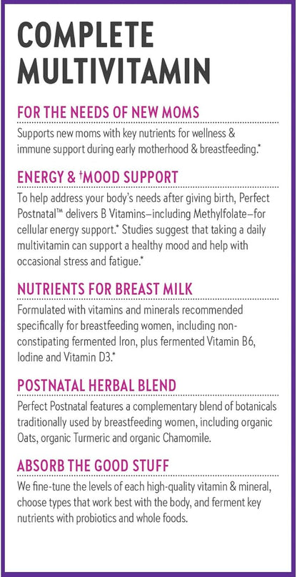 New Chapter, Postnatal Vitamins Lactation Supplement, Complete Multivitamin with Fermented Vitamin D3 + B Vitamins, Made with Organic Vegetables & Herbs, Non-GMO Ingredients, 270 Count