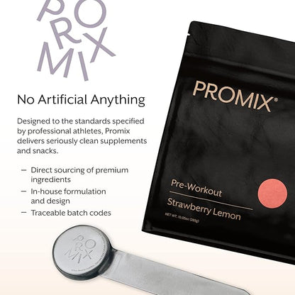 Promix Pre-Workout Powder, Strawberry Lemon – Boosts Focus, Energy & Endurance – With Caffeine, B12, Beta-Alanine & L-Tyrosine – Gluten & Dairy-Free, 10.5 oz