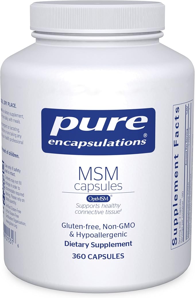Pure Encapsulations MSM Capsules | Sulfur Supplement to Support Joints, Immune System, Connective Tissue, and Respiratory Health* | 360 Capsules