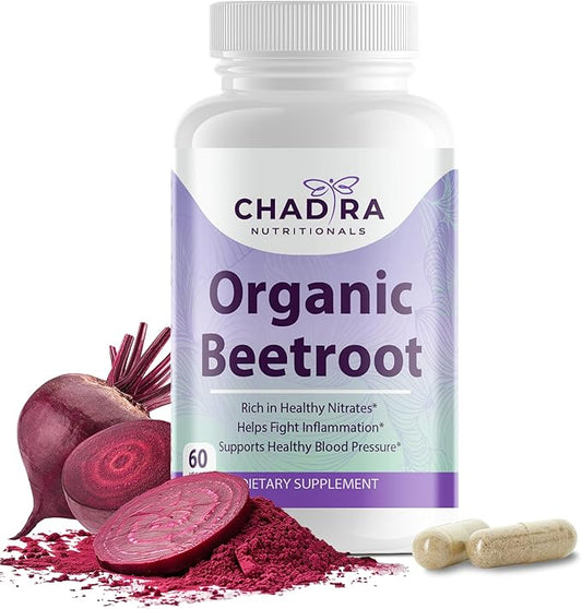 Organic Beet Root Capsules – Beets for High Blood Pressure, Immune Support & Heart Health with 1,300 mg Organic Beet Root Powder – Gluten Free, Vegan, No Added Sugar – 60 Capsules