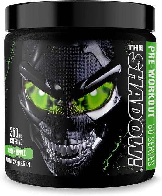 JNX SPORTS The Shadow! 350mg of Caffeine Hard Core Preworkout - Green Apple 30 Servings | Electric Energy, Mental Focus & Superhuman Strength for Men & Women