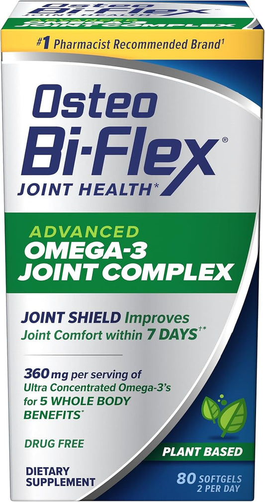 Osteo Bi-Flex Advanced Omega-3 Joint Complex, Plant-Based Algae Oil, Joint Support Supplement, 80 Count Softgels