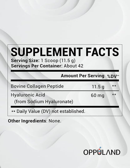Collagen Peptides Powder with Hyaluronic Acid – Hydrolyzed Protein for Men & Women – Unflavored Collagen Supplement – Clean & Simple Ingredients – Skin Hair Nail & Joint Support - 483 g