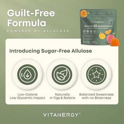 Multivitamin Gummies for Women,1000IU D3 and K2, 16 Essential Nutrients, Bone, Heart and Immune Support, Vegan and Sugar-Free, Mango Orange Flavor, Portable Pouch, Made in USA, 60 Count