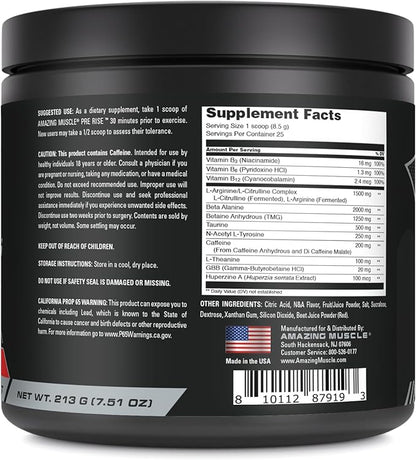 Pre Rise | Pre-Workout Powder Supplement with Caffeine & Beta-Alanine for Men & Women | 25 Servings (25 Servings, Cherry Ice)