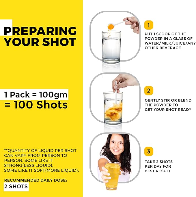 Turmeric Shots with Ginger, Piperine, Vitamins, Zinc & Orange | High Bioavailability Supplement for Joint, Heart, Brain, Gut & Skin Health | Curcumin Immune Support | 100 Shots