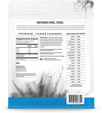 Levels Collagen Peptides, No Artificial Ingredients, 11G of Collagen, Unflavored, 1LB