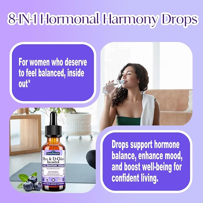 Myo-Inositol & D-Chiro Inositol Supplement For Women, 40:1 Ratio Support Hormone Balance & Ovarian w. Organic Chaste Tree Berry, Ceylon Cinnamon for Healthy Cycle Regulation, Mood, Nerve