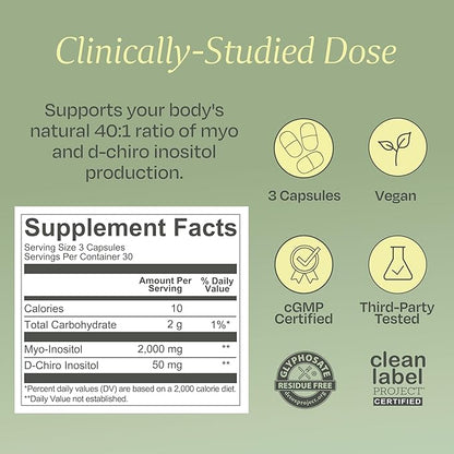 BOND Inositol Capsules: Myo & D-Chiro Inositol, Ovarian & Menstrual Support, Hormone Balance for Women, 40:1 Ratio, 90 Vegan Capsules