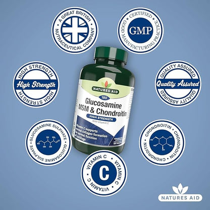 Nature's Aid Glucosamine 500mg, MSM 500mg + Chondroitin 100mg 180 Tablets