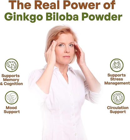 Go Nutra Ginkgo Biloba Extract Powder 10:1 Extra Strength Ginkgo Leaf | 8 oz. Pure Non-GMO
