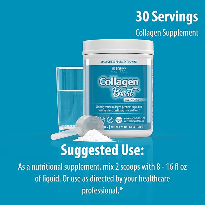 Jigsaw Health Collagen Boost | Promotes Healthy Joints, Cartilage, Skin, and Hair | 30 Servings