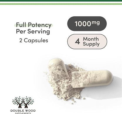 Ginseng Capsules (Korean Red Ginseng Extract, Panax Ginseng 10% Ginsenosides) (4 Month Supply) 240 Vegan Capsules - 1,000mg per Serving for Mood, Cognitive Function and Energy Support by Double Wood