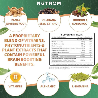 Brain Booster Supplement - Brain Power Nootropic Supplement - Brain Pills for Focus, Memory, Clarity, Energy & Better Concentration with Alpha-GPC, L-Theanine, Rhodiola, Ginseng, Guarana (Pack of 2)