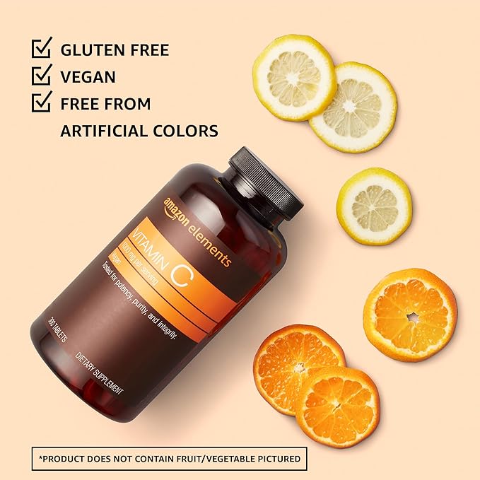 Amazon Elements Vitamin C 1000mg, Supports Healthy Immune System, Vegan, 300 Tablets, 10 Month Supply (Pack of 4)
