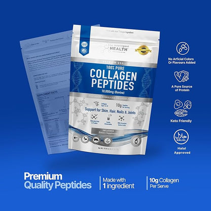 Hydrolyzed Collagen Peptides Powder, Grass Fed, High Protein, Unflavored, Gluten-Free, Paleo & Keto Friendly, 10g per Serving (2kg) Supports Skin, Hair, Nails, Joints, & Bones