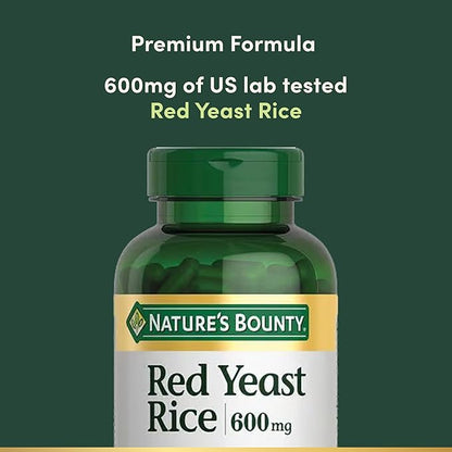 Nature's Bounty Red Yeast Rice, Herbal Supplement, 600mg, 250 Capsules