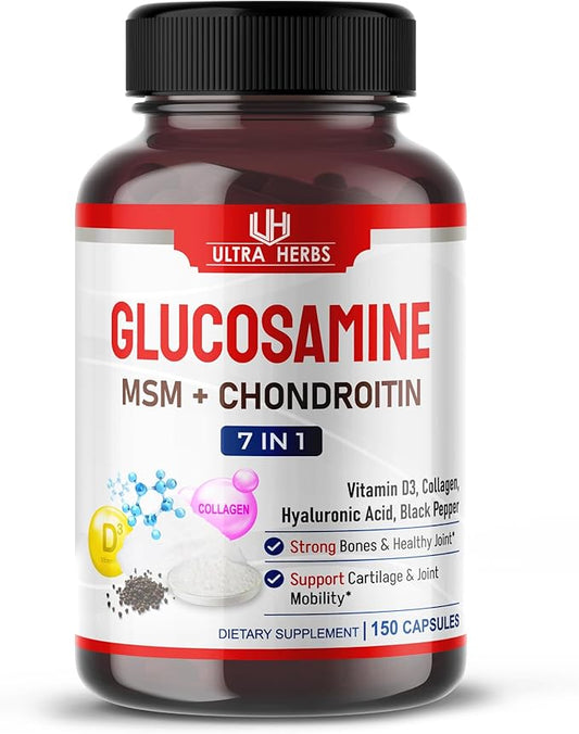 Glucosamine Chondroitin MSM - Joint Mobility Support Supplement Enhanced with Collagen, Hyaluronic Acid, Vitamin D3 | 150 Capsules