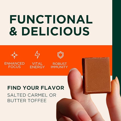Genius Lion's Mane Soft Chews Supplement – Nootropic Mushroom for Focus, Clarity, Memory, Energy, Brain Health Support – Salted Caramel Flavor