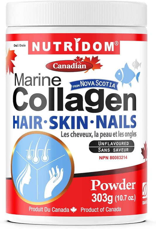 Hydrolyzed Marine Collagen Peptides Powder, Wild-Caught from Nova-Scotia, Supports Hair, Skin & Nails, Non-GMO, Free of Gluten, Soy & Dairy (303 g)