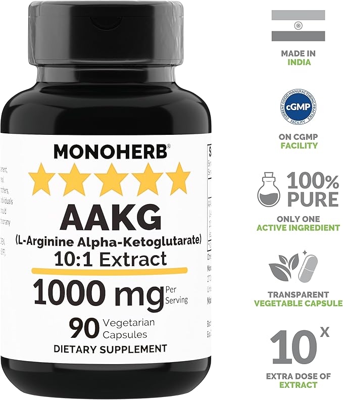 AAKG - L-Arginine Alpha-Ketoglutarate - 1000 mg - 90 Vegetarian Capsules