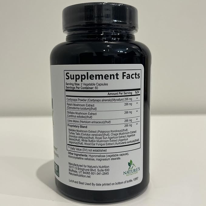Mushroom Supplement 10 in 1 High Strength Lions Mane Mushroom - Turkey Tail, Reishi, Cordyceps, Chaga & Mushrooms Nootropic Brain Supplements for Memory & Focus Support, Mushroom Complex, 120 Capsules