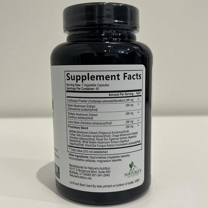 Mushroom Supplement 10 in 1 High Strength Lions Mane Mushroom - Turkey Tail, Reishi, Cordyceps, Chaga & Mushrooms Nootropic Brain Supplements for Memory & Focus Support, Mushroom Complex, 120 Capsules
