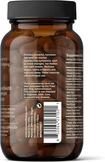 More. Longevity & Wellbeing Menopause Support – Potent Extract-Based Formula for Night Sweats, hot Flashes, and Balance. Hormone Free. No fillers. Third-Party Tested. 60 Capsules.