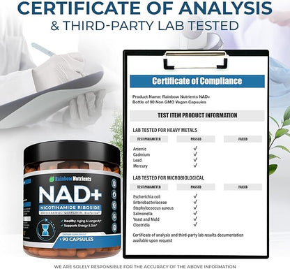 13,510mg NAD+ Supplement- Nicotinamide Riboside, Resveratrol, Quercetin & BioPerine® (High Absorption)- Natural NAD Booster for Anti-Aging, Cellular Energy, Skin- For Women & Men- 90 V Capsules