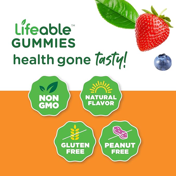 Lifeable B Complex Kids + Calcium with Vitamin D Kids, Gummies Bundle - Great Tasting, Vitamin Supplement, Gluten Free, GMO Free, Chewable Gummy