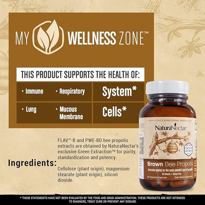 NaturaNectar Natural Bee Propolis Bundle – Bee Propolis Ultimate and Brown Bee Propolis - for Immune, Cardiovascular, and Respiratory Systems Support - 60 Capsules per Bottle