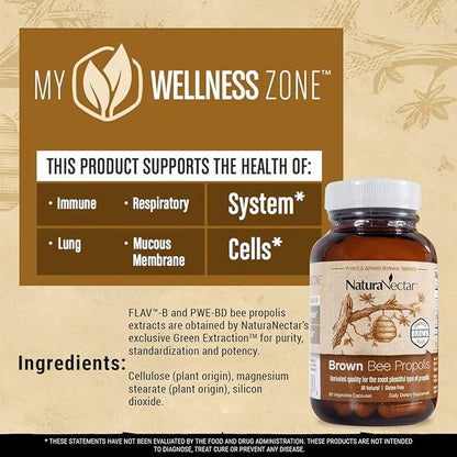 NaturaNectar Natural Bee Propolis Bundle – Bee Propolis Ultimate and Brown Bee Propolis - for Immune, Cardiovascular, and Respiratory Systems Support - 60 Capsules per Bottle