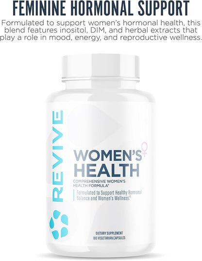 Revive MD Hormone Balance for Women - Hormone Support with Myo-Inositol, Chaste Berry, DIM, Vitamin C & E and Evening Primrose Oil - Women's Health Supplements for Hormonal Balancing - 180 Capsules