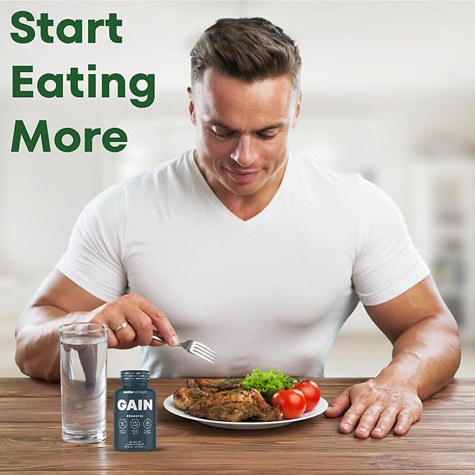 Gain | Appetite Booster, Muscle Growth, Weight Gain, and Digestion Support Pills for Men and Women to Eat More | Creatine & Natural Herbs Supplement 120 Capsules