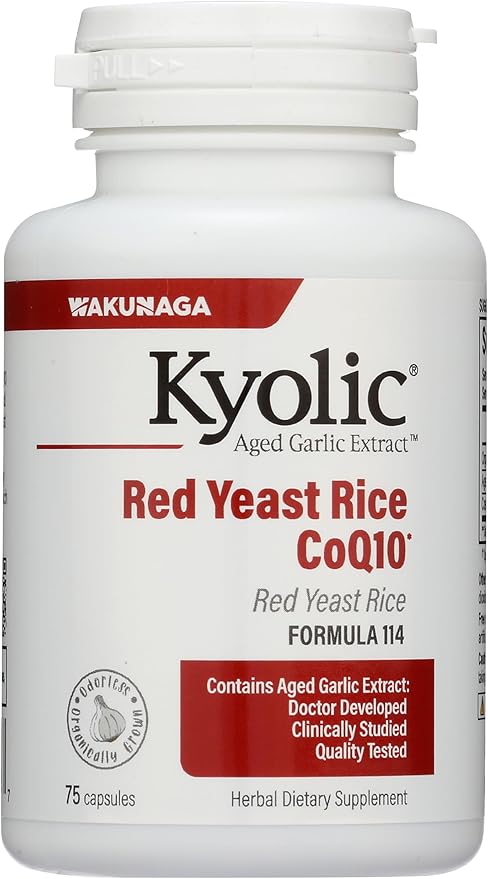 Kyolic Aged Garlic Extract Formula 114, Red Rice Yeast & Coq10, 75 Capsules (Packaging May Vary)