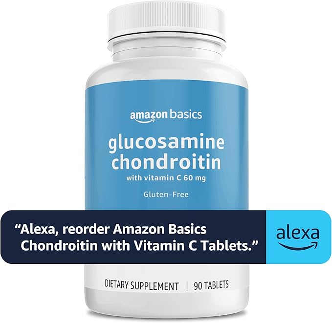 Amazon Basics Glucosamine 1500 mg with Chondroitin and Vitamin C 60 mg, 90 Tablets (2 per Serving), Gluten Free (Pack of 2)