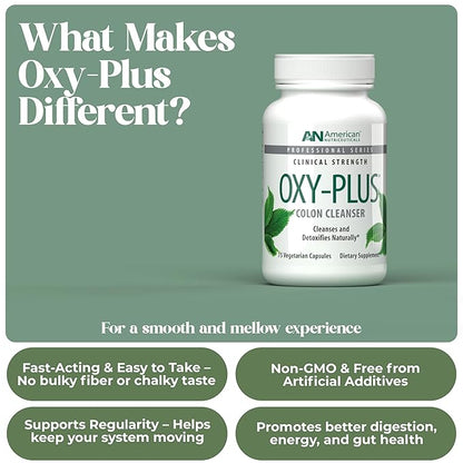 American Nutriceuticals - Oxy-Plus - Colon Cleanse Detox for Relief - Reduces Heavy Metal -Constipation Relief for Women, Men, Adults - Fast Acting , No Gas/ Bloating - 75 Capsules (3-4 Week Supply)