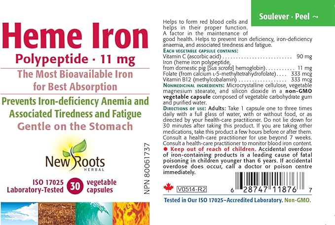 Heme Iron - New Roots Herbal - 30 Capsules