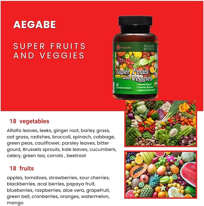 Super Fruits and Veggies Supplement,36 Fresh Veggies & Fruits,Balance of Nature Daily Nutritional Supplement for Digestive Health & Constipation Relief,60-Day Supply,Made in USA