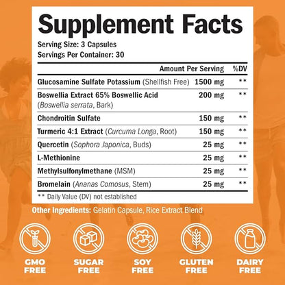 Glucosamine Chondroitin MSM with Turmeric Boswellia & Liver Cleanse Detox & Repair 40+ Liver Supplement with 50% Silymarin Milk Thistle Extract for Joint and Liver Support