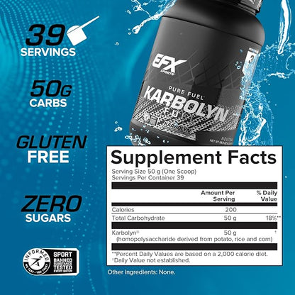 EFX Sports Karbolyn Fuel | Fast-Absorbing Carbohydrate Powder | Carb Load, Sustained Energy, Quick Recovery | Stimulant Free | 39 Servings (Neutral)