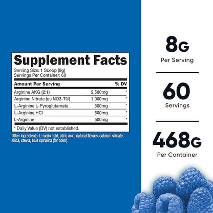 Nutricost L-Arginine Complex (Blue Raspberry, 60 Servings) - Gluten Free, Non-GMO
