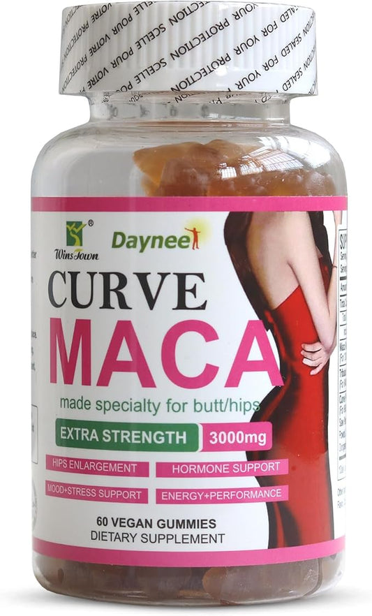 Curve Maca Gummies, 3000mg Tribulus Herbal Supplements for Butt/HIPS Enlargement, 60 Count