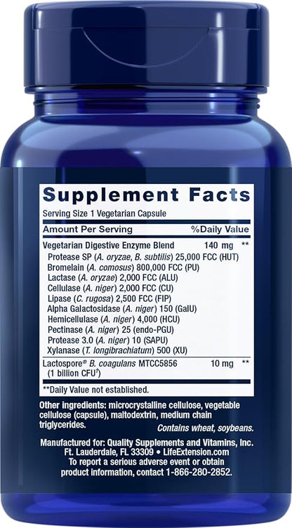 Life Extension Enhanced Super Digestive Enzymes and Probiotics, 90 Vegetarian Capsules