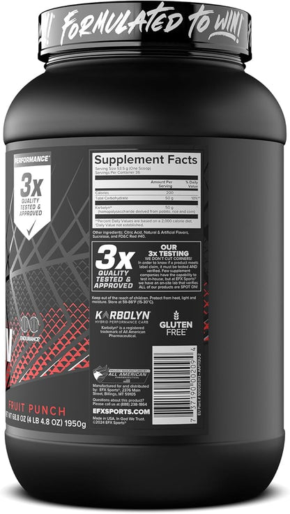 EFX Sports Karbolyn Fuel | Fast-Absorbing Carbohydrate Powder | Carb Load, Sustained Energy, Quick Recovery | Stimulant Free | 36 Servings (Fruit Punch)